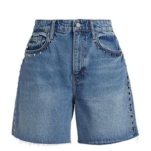Reformation Blue Denim Studded Jean Shorts